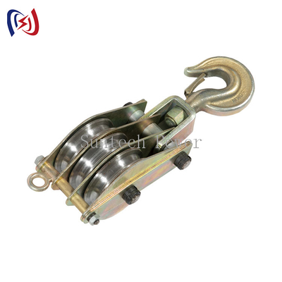 kualitas  QHS 50KN Dual Sheave Hoisting Tackle With Both Side Opening, Iron Hoisting Block pabrik