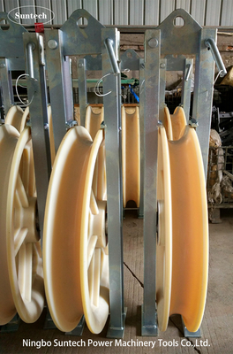 660X100mm roda nilon dibundel overhead konduktor stringing blok untuk jalur transmisi