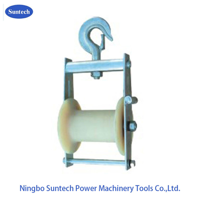 Nylon Roller Kabel Udara Konduktor Stringing Blok 5 KN Frame Galvanized