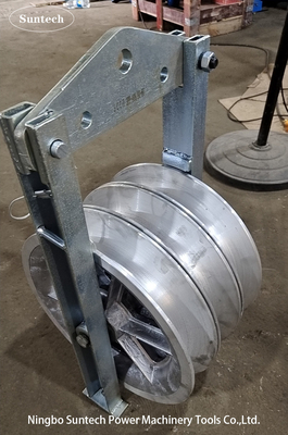 Jalur Transmisi MC Nylon Wheels Conductor Stringing Blocks Dengan Rol Aluminium