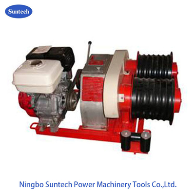 50KN Penarik Winch Kabel Kecepatan Cepat Mesin Bensin Winch Drum Ganda