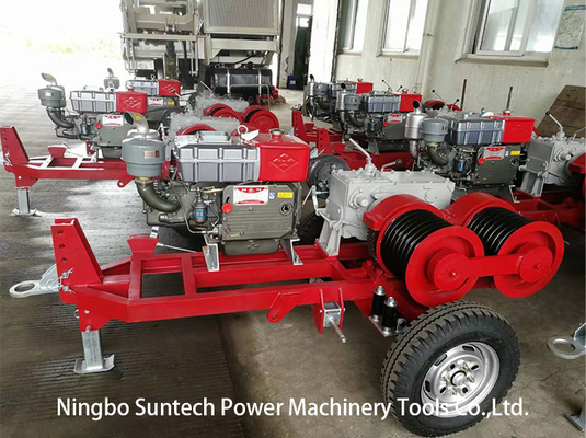 Shaft Driven Cable Winch Puller 30KN Kecepatan Cepat Untuk Konstruksi Jalur