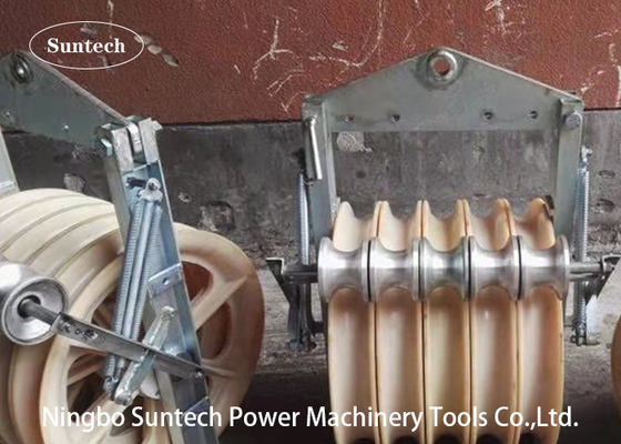 Nylon Sheaves Conductor Stringing Blocks Dengan Grounding Rollers