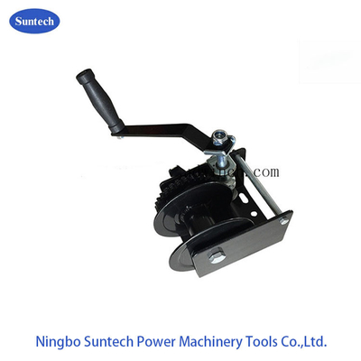 Poultry Wall Mounted Worm Gear Hand Winch 600kg Single Drum Black Plated