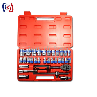 Professional 32 Piece Socket Wrench Set Tool Kit Untuk Perbaikan Otomotif Set Alat Kombinasi Pita Biru