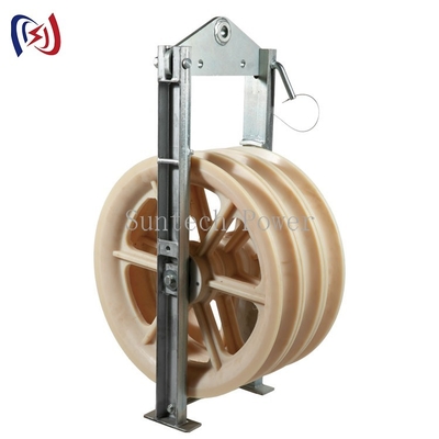 660x100mm Rangka Baja Galvanis Nylon Sheaves Merangkai Blok Katrol Konduktor