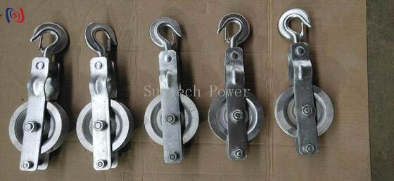 Blok Stringing Katrol Tunggal Profesional dengan Beban Terukur 5-20KN dan Katrol Aluminium untuk Stringing Konduktor Overhead Ringan