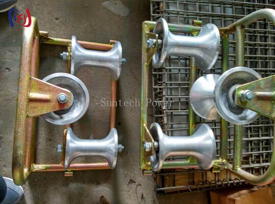 Professional Corner Ground Roller Tri-Sheave untuk Perlindungan 90 Degree Bend dengan Desain Kargo Nomor 10KN dan Tahan Korosi