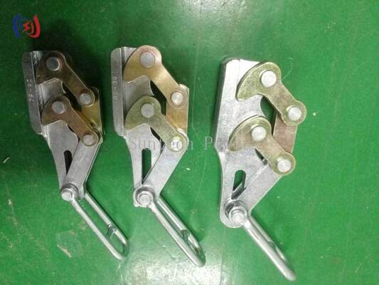 Professional Dual Cam Earth Wire Gripper dengan beban nominal 10-30KN untuk kabel 11-15mm dan tahan korosi Come Along Clamp