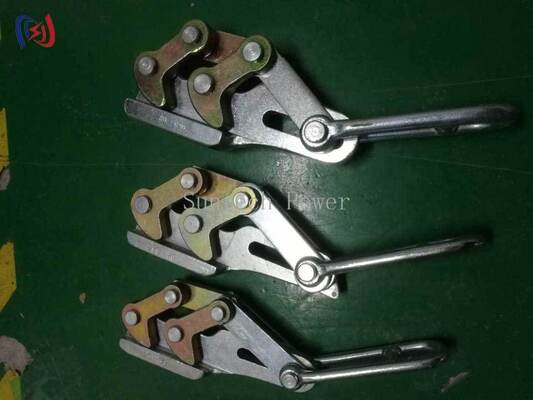 Professional Dual Cam Earth Wire Gripper dengan beban nominal 10-30KN untuk kabel 11-15mm dan tahan korosi Come Along Clamp
