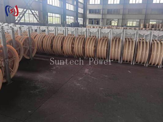 Blok Stringing Profesional Seri 916 dengan Sheave MC Nylon untuk Proyek Konstruksi Saluran Transmisi Daya Tugas Berat Beban Terukur 50-150KN