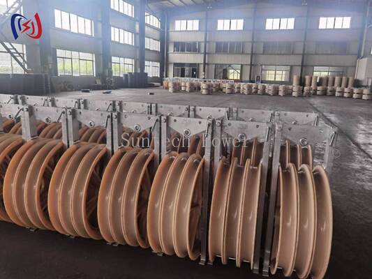 Blok Stringing Profesional Seri 916 dengan Sheave MC Nylon untuk Proyek Konstruksi Saluran Transmisi Daya Tugas Berat Beban Terukur 50-150KN