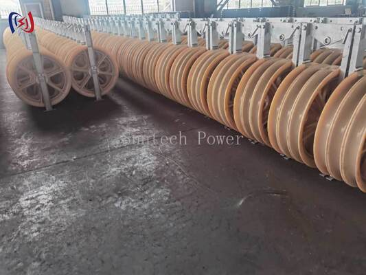 Blok Stringing Profesional Seri 916 dengan Sheave MC Nylon untuk Proyek Konstruksi Saluran Transmisi Daya Tugas Berat Beban Terukur 50-150KN