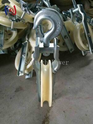 Blok Stringing Sheave Tunggal Profesional dengan Beban Terukur 5-20KN, Sheave Aluminium untuk Pemasangan Konduktor LGJ25-500