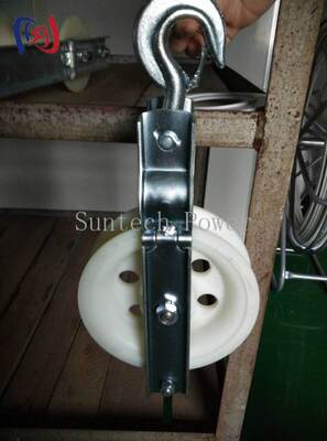Blok Stringing Sheave Tunggal Profesional dengan Beban Terukur 5-20KN, Sheave Aluminium untuk Pemasangan Konduktor LGJ25-500