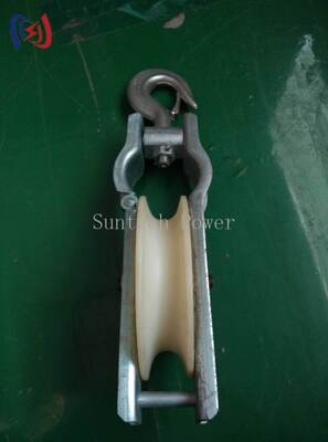 Blok Stringing Sheave Tunggal Profesional dengan Beban Terukur 5-20KN, Sheave Aluminium untuk Pemasangan Konduktor LGJ25-500