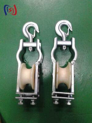 Blok Stringing Ganda Tipe Duduk dan Gantung Profesional dengan Beban Terukur 5-20KN dan Ukuran Sheave 80x50mm untuk Instalasi Saluran Udara
