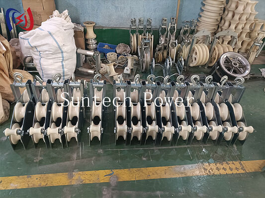 OPGW Stringing Block dengan 10KN Nominal Load R570 Radius Bend untuk Instalasi Kabel Serat Optik Empat bundaran dikombinasikan