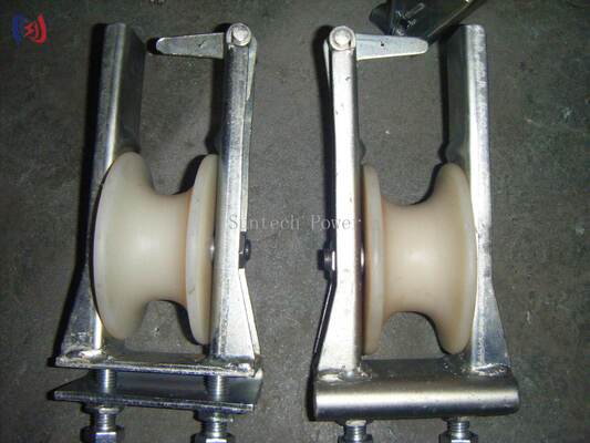 Blok Stringing Sheave Ganda untuk Konduktor 25-400mm dengan Beban 5-20KN dan Kerangka Baja Galvanis