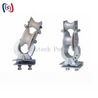 Aluminium/Nylon Sheave 20KN Conductor Stringing Block untuk Three Direction Transmission Stringing
