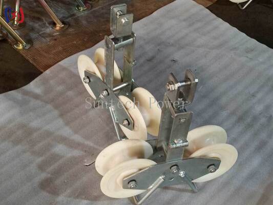 Blok Merangkai Tandem Sheave 25KN untuk Konduktor ACSR Bagian Besar LGJ300-500 dengan Desain Tandem Sheave