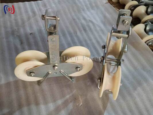 Blok Merangkai Tandem Sheave 25KN untuk Konduktor ACSR Bagian Besar LGJ300-500 dengan Desain Tandem Sheave