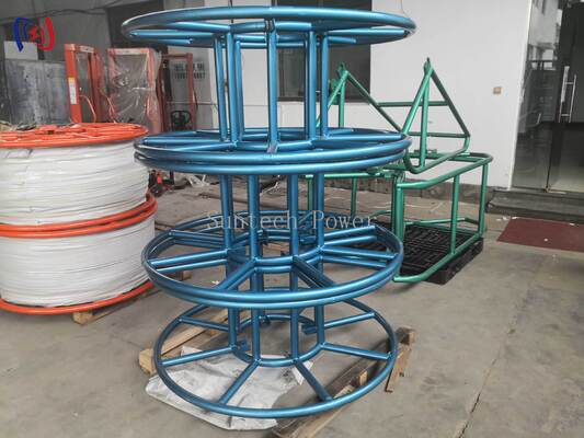 Heavy Duty Galvanized Steel Rope Reel Stand dengan perakitan modular dan putaran bantalan tertutup untuk penyimpanan tali industri