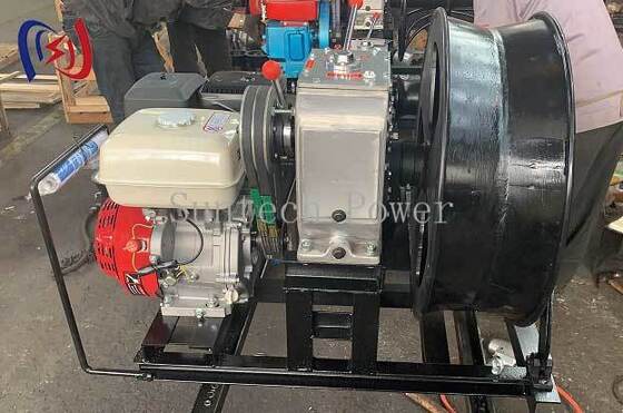 Mesin Penarik Kabel 1.25T Gaya Tarik Mesin Bensin 9HP Dua Gigi Maju Plus Mundur Penarik Kabel