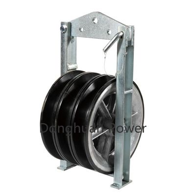 Blok Merangkai Katrol Kabel Triple Aluminium Sheaves Dengan Dilapisi Karet