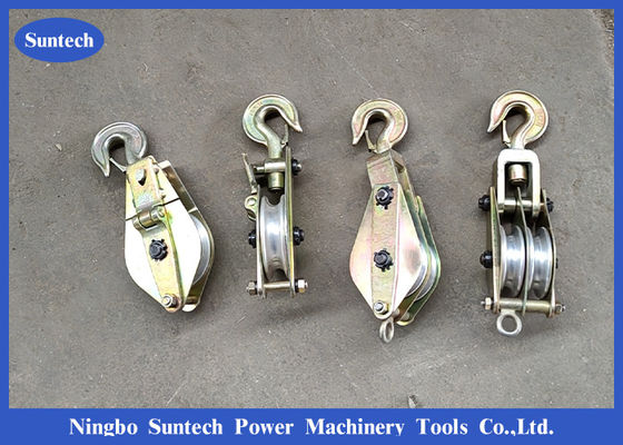 Three Wheels Steel Hoisting Pulley Tackle 2T Untuk Mendirikan Tiang