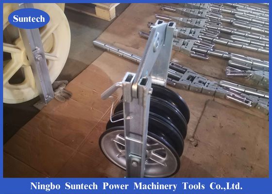 Overhead Power Line Triple Aluminium Wheel Conductor Stringing Blocks