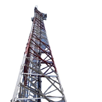 Telekomunikasi Angle 50m Metal Antena Tower Q420 Dengan Pagar Palisade