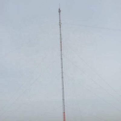 0 - 200m Steel Galvanized Guyed Mast Tower Dengan Kurung Penangkal Petir