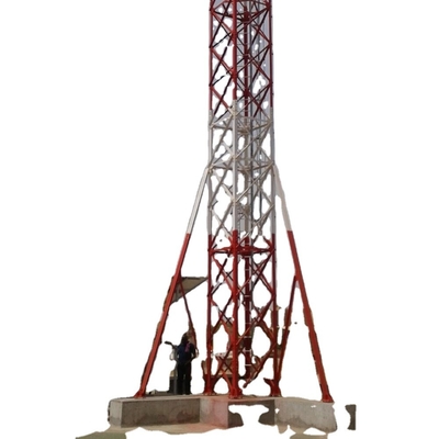 Menara Telekomunikasi Atap Dengan Bracket Lightning Rod Fall Arrest Aviation Light
